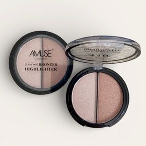 🔴NWT Amuse Cosmetics 2-in-1 Bronzer & Highlighter Duo Light Pink & Coral